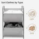 STORAGE MANIAC 80 Liters Vertical Rolling Laundry Hamper, 2 Section Laundry Sorter with Wheels and 2 Breaks, 2-tier Laundry Baskets for Small Space, Dorm, Laundry Room, Closet, Bathroom, Gray 2-tier by CozyNest Decor