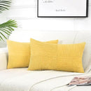 Fancy Homi 2 Packs Yellow Long Lumbar Decorative Throw Pillow Covers 12x24 Inch for Couch Bed Sofa, Rustic Farmhouse Boho Home Decor, Soft Striped Corduroy Rectangle Accent Cushion Case 30x60 cm by CozyNest Decor