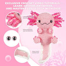 Crochet Kit for Beginners, Learn to Crochet, Include Easy Knitting Soft Yarn, Step-by-Step Video Tutorial, Hook, Holiday Birthday Gift for Adults and Kids(Happy Axolotl) by TinyTreasures Baby Boutique