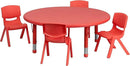 EMMA + OLIVER 45" Round Red Plastic Adjustable Activity Table Set-4 Chairs by CozyNest Decor