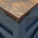 Blue Coffee Table with Storage, Cocktail Table with Hinged Lift Top, Farmhouse Square Wood Center Table with Large Hidden Storage Compartment for Living Room, Square Coffee Table, Metal Edges Decor by CozyNest Decor