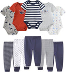 Baby Bodysuit and Pant Set 10-pcs Cotton Soft Newborn Boy Girl Clothes Outfits by TinyTreasures Baby Boutique
