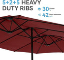GREEN PARTY 15 ft Rectangle Patio Umbrella with Base Included, Double-Sided Table Umbrella with Crank, Large Outdoor Umbrellas for Patio Poolside Garden Backyard, Burgundy Red by GreenHaven Gardens