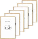 HAUS AND HUES 16x24 Picture Frames - Set of 6, Natural Oak Wood, Beige, 16x20 in, Rectangular, Wall Mount, Minimalist, Eco-friendly Material by CozyNest Decor