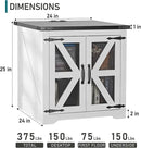 Farmhouse End Table Set of 2, 24" Large Sofa Side Table with Charging Station, Mesh Barn Door, White Nightstand with Adjustable Storage Shelf, Square Nightstand for Living Room, Bedroom by CozyNest Decor