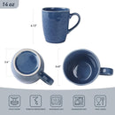 famiware Aurora Coffee Mugs, 14oz Mug Set of 4, Stoneware Mug, Cups for Kitchen, Cappuccino, Latte, Reactive Glaze, Microwave Safe, Scractch-resistant, Lagoon Blue by CozyNest Decor