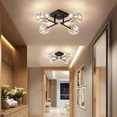 Modern Crystal Ceiling Light,Semi Flush Mount Ceiling Light Fixture with 4-Lights,Black and Gold Sputnik Chandeliers for Bedroom,Dining Room,Farmhouse Kitchen,Office,Entryway Hallway by CozyNest Decor