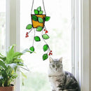 Royxen Stained Glass Window Hanging, Sun Catcher, Suncatchers for Windows Hanging, Green Plants with Yellow Pot by GreenHaven Gardens