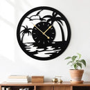 20inches/50cm Wall Clocks Palm Tree Battery Powered No Ticking Silent Round Black Modern Unique Metal Wall Clocks Suitable Living Room Kitchen Bedroom Fireplace Office Farmhouse。 by CozyNest Decor