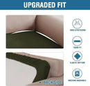 H.VERSAILTEX Velvet Stretch Individual Cushion Cover Plush Cushion Slipcover for Loveseat Sofa Furniture Protector Seat Cushion Sofa Cover (1 Piece Loveseat Cushion Cover, Olive) by CozyNest Decor