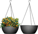 10 inch Hanging Planters for Outdoor Indoor Plants with Drainage Holes and Chain, 2 Pack Round Hanging Flower Pots for Garden Home Porch Decor, Black by CozyNest Decor