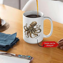 Personalized Unique Name Ceramic Mug 11oz, Customized Steampunk Octopus Mug With Mechanical Themed, Gear-Filled Octopus White Coffee Mug, Gift For Friends, Coworkers, Kids Mug by CozyNest Decor