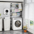 Dryer Storage Shel andf Over The Washer - Adjustable 4-Tier Heavy Duty Laundry Room Organizer, All Carbon Steel Standing Shelf with Hanging Rod, Anti-Tip Design, Super Stable 29.93" L x 11" D x 73" H by CozyNest Decor