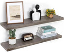 Fun Memories Floating Shelves for Wall, 36"x9.3" Rustic Solid Elm Wood Shelves, Heavy-Duty Wall Mounted Shelves with Invisible Brackets, Set of 2 for Living Room, Bedroom, Kitchen, Grey Finish by CozyNest Decor