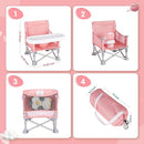 Portable Baby Booster Seat with Tray, Toddler Booster seat for Dining, Camping, Travel, Baby Beach Chair 6 Months to 3 Years Old Indoor Outdoor Use Pink by TinyTreasures Baby Boutique