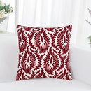 HWY 50 Burgundy Red Decorative Throw Pillow Covers 18x18 Inch (1 Piece), Embroidered Cotton Farmhouse Cushion Cover Pillow Case for Sofa Couch Living Room Bed Bedroon, Floral Branches by CozyNest Decor