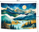 Delur Mountain Tapestry Boho Moon Stars Starry Night Tapestry Wall Hanging Forest Tree Nature Landscape Psychedelic Headboard for Bedroom Living Room Home Decor (51.2" x 59.1") by CozyNest Decor