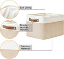 DULLEMELO Fabric Storage Bins for Laundry, Home, Foldable Storage Baskets for Shelves, Toys, Collapsible Storage Bins for Office, Closet,Bedroom(White&Khaki,15"x11"x9.5",4-Pack) by TinyTreasures Baby Boutique