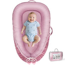 Baby Lounger - Baby Lounger for Newborn 0-24 Months, Breathable & Soft Cotton and Velvet Cover Baby Nest, Portable Tummy Time Lounger for Home and Travel, Ideal Baby Essentials & Shower Gifts by TinyTreasures Baby Boutique