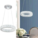 11.8" Crystal Chandelier LED Round Flush Mount Ceiling Light Fixture Modern Hanging Pendant Lighting Mini Ring Chandeliers for Dining Room Kitchen Island Hallway Bathroom (Cool White) by CozyNest Decor