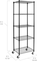 Seville Classics UltraDurable Heavy Duty NSF Solid Steel Wire Rack Storage Unit, Organizer for Garage, Warehouse, Office, Restaurant, Classroom, Kitchen, Black, 5-Tier Shelving, 24" W x 18" D by CozyNest Decor