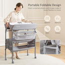 Maydolly Baby Changing Table, Portable Folding Changing Table with Wheels, Waterproof and Adjustable Height, Premium Diaper Changing Station with Two Drawers, Mobile Nursery for Newborn (Grey) by TinyTreasures Baby Boutique