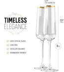 Gold Rim Champagne Gift Glasses | Set of 2 | Crystal Square Toasting Flutes for Bride and Groom, Wedding, Anniversary, Birthday | Elegant Long Stemmed Glassware for Sparkling Wine, Prosecco by CozyNest Decor