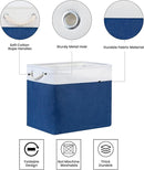 Bidtakay Large Canvas Organization Bins Set of 2 Navy Blue Rectangular Baskets 17x12x15 in for Blankets, Clothes, Towels, Dog Toys Storage by TinyTreasures Baby Boutique