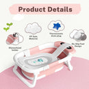 AVIDOR Baby Bathtub,Collapsible Bathtub for Newborn to Toddler,Durable Essential Infant Bath Tub,Portable Travel Baby Tub with Soft Bath Net,No-Slip Feet and Dinosaur Shaped (Pink) by TinyTreasures Baby Boutique