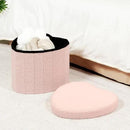 B FSOBEIIALEO Storage Ottoman Cube, Heart Shaped Ottomans with Storage Foot Stool Footrest for Lving Room, Boucle Ottoman Seat for Dorm Room,Faux Teddy Fur, Pink 15"x15"x15" by CozyNest Decor