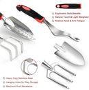 Garden Tool Set with Non Slip Rubber Grip,8 Piece Stainless Steel Gardening Tool Sets,Heavy Duty Outdoor Hand Tools Durable Storage Tote Bag,Uprooting Weeding Tool, Gifts for Women Men(Red) by GreenHaven Gardens
