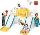 JOYLDIAS 9 in 1 Toddler Slide, Toddler Playground with Double Slides, Climber,Basketball Hoop,Tunnel, Telescope, Storage Space and Non-Slip Step, Indoor Outdoor Backyard Playset for Toddlers Age 1-3+ by TinyTreasures Baby Boutique