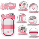 MoreFeel Collapsible Baby Bathtub for Newborn with Thermometer & 1 Hooded Towel & 1 Soft Floating Cushion,Portable Travel Bathtub with Drain Hole, Durable Foldable Baby Tubs for Infants to Toddler by TinyTreasures Baby Boutique