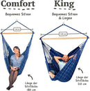 LA SIESTA® - XL King Domingo Hammock Swing Chair & CasaMount - Weather & Tear Resistant Hanging Chair - Outdoor Indoor Hammock Chair w/Suspension Kit for Walls Ceilings Square Beams - Marine by GreenHaven Gardens