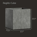 Reglito Cube Planter – Fiberglass Indoor/Outdoor and Weather-Resistant Large Planter (Grey Stone, 19.7" L x 19.7" W x 20.3" H) by GreenHaven Gardens