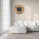 Honiway 16 Inch Wall Clocks, Rustic Wood Boho Sunburst Decorative Wall Clock Battery Operated Silent Non Ticking Farmhouse Large Wall Clocks for Living Room Kitchen Bedroom Home Decor (Rustic Brown) by CozyNest Decor