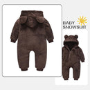 Baby Fleece Jumpsuits Infant Bear Ear Snowsuit Newborn Hooded Romper Warm Coat by TinyTreasures Baby Boutique