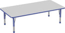 FDP Rectangle Activity School and Classroom Kids Table (36 x 72 inch), Toddler Legs, Adjustable Height 15-24 inches - Gray Top and Blue Edge by CozyNest Decor