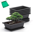 GROWNEER 6 Pack 9 Inch Bonsai Pots with Drainage Humidity Trays, Bonsai Tree Training Kits with 1 Repotting Mat, Plant Container Planter Growing Pot for Garden Outside Indoor by GreenHaven Gardens