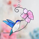 Lolitarcrafts Hummingbird with Flower Stained Glass Suncatcher Bird Stained Glass Window Hangings Hummingbird Gift for Home Decor (Blue with Flower) by GreenHaven Gardens