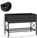 Outsunny Raised Garden Bed with Galvanized Steel Frame, Storage Shelf and Bed Liner, Elevated Planter Box with Legs for Vegetables, Flowers, Herbs, Black by GreenHaven Gardens