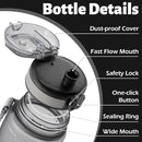 OLDLEY 25 oz Water Bottle, Motivational Water Bottle with Time Marker, Sports Water Bottle With Strap, Leakproof & BPA Free Large Water Bottles for School, Gym, Travel, Outdoor, Tritan,Gray by CozyNest Decor