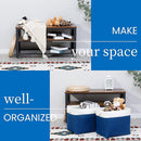 Bidtakay Large Canvas Organization Bins Set of 2 Navy Blue Rectangular Baskets 17x12x15 in for Blankets, Clothes, Towels, Dog Toys Storage by TinyTreasures Baby Boutique