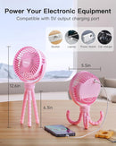 FRIZCOL 12000mAh Portable Stroller Fan, Use As Power Bank, 65H Battery Operated Fan Flexible Tripod Clip On Fans, Detachable Personal Handheld Baby Fans for Stroller, Car seat, Desk, Treadmill（Pink） by TinyTreasures Baby Boutique