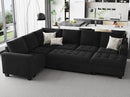 Belffin Modular Sectional Sleeper Sofa with Pull Out Bed U Shaped Sectional Sofa Couch with Storage Ottoman Velvet Covertible 7-Seater Sofa for Living Room Black by CozyNest Decor