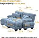 Modular Sectional Sofa, Comfy Cloud Couch Oversized Loveseat with Ottoman, Sectional Couches for Living Room, Modern Chenille U Shaped Couch, Sleeper Deep Seat Sofa with Throw Pillows, Blue by CozyNest Decor