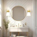 Hamilyeah Gold Sconces Wall Lighting Set of Two with Frosted Glass Shade, Industrial Bathroom Lighting Fixture with Milk Shade, Modern Brass Vanity Sconce Lighting for Bedroom, Living Room by CozyNest Decor