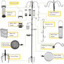 Bird Feeder Station with Suet Cage & Water Bowl Fruit Hook- Adjustable Pole, 6 Hanging Hooks for Wild Birds, Outdoor Garden Bird Feeding Kit by GreenHaven Gardens