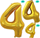 GOER Gold Foil Balloons Number 4,Huge Number Balloons for 4th 44th Birthday Party Supplies Anniversary Decorations(3 pcs,42 inch,32 inch,16inch) by TinyTreasures Baby Boutique