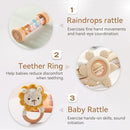 Youuys Wooden Baby Rattle Set (3pcs) - Crochet Rattle Rain Stick Teething Toys, Wooden Montessori Toy for Newborn Infant Baby Rattles Set Toys 3-6-12 Months(Lion) by TinyTreasures Baby Boutique